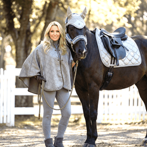 Royal Equestrian Silver Frost Riding Leggings with Belt Knee Patch