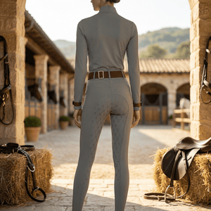 Royal Equestrian Silver Frost Riding Leggings with Belt Full Seat