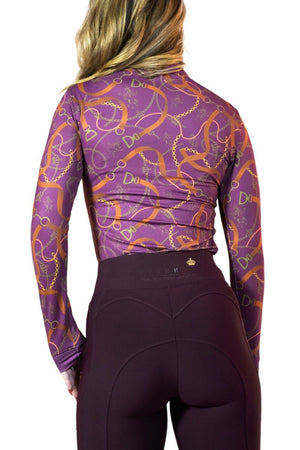 Royal Equestrian Base Layer Cavallo Le Pouvoir Sport Uv Protection Riding Top Merlot Gold - Royal Equestrian