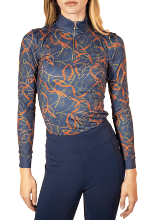 Royal Equestrian Base Layer Cavallo Le Pouvoir Sport Uv Protection Riding Top Navy - Royal Equestrian