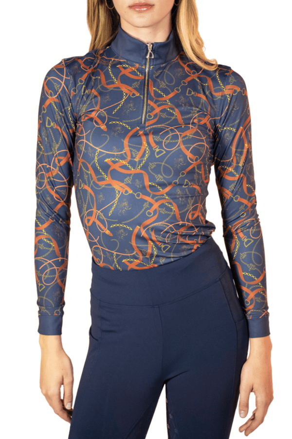 Royal Equestrian Base Layer Cavallo Le Pouvoir Sport Uv Protection Riding Top Navy - Royal Equestrian