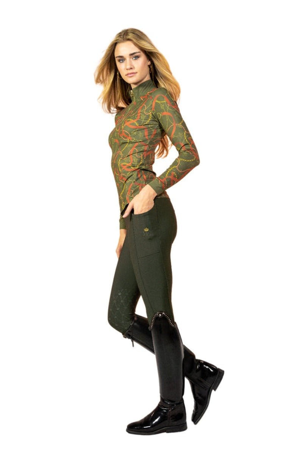 Royal Equestrian Basislaag Cavallo Le Pouvoir Sport Uv Bescherming Ruitertop Olijf - Royal Equestrian