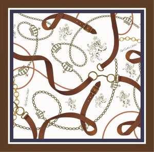 Royal Equestrian Chevalle Scarf Navy Silk with Box - Royal Equestrian