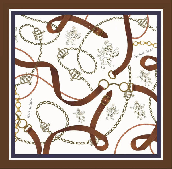 Royal Equestrian Chevalle Scarf Navy Silk with Box - Royal Equestrian