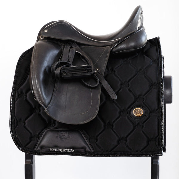 Royal Equestrian Dressurschabracke Schwarzes Leder Voll - Royal Equestrian
