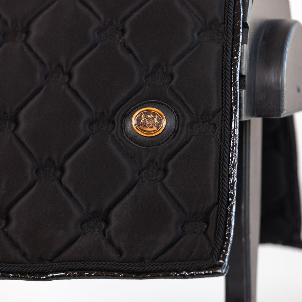 Royal Equestrian Dressage Saddle Pad Black Leather Full - Royal Equestrian