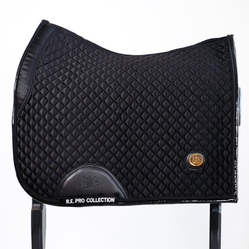 Royal Equestrian Cuscinetto per sella da dressage nero trapuntato intero - Royal Equestrian