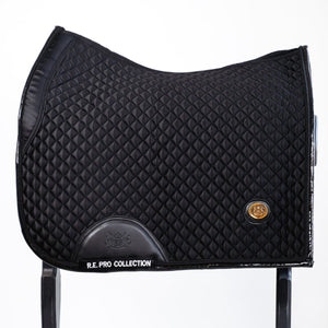 Royal Equestrian Cuscinetto per sella da dressage nero trapuntato intero - Royal Equestrian