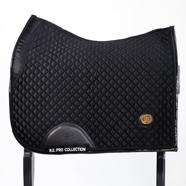 Royal Equestrian Cuscinetto per sella da dressage nero trapuntato intero - Royal Equestrian