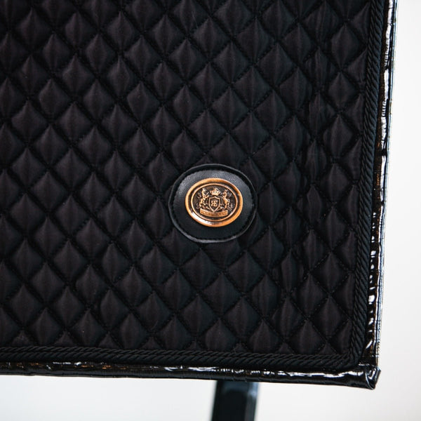 Royal Equestrian Cuscinetto per sella da dressage nero trapuntato intero - Royal Equestrian
