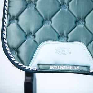 Royal Equestrian Cuscinetto per sella da dressage blu marino completo - Royal Equestrian