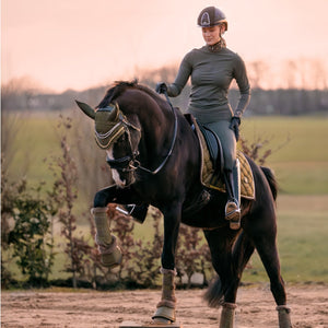 Royal Equestrian Dressage Saddle Pad Olive Gold Full - Royal Equestrian