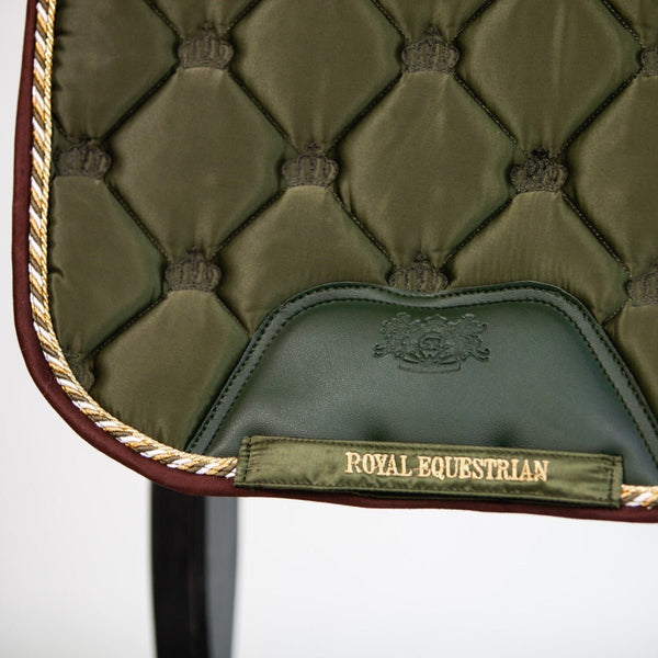 Royal Equestrian Dressage Saddle Pad Olive Gold Full - Royal Equestrian