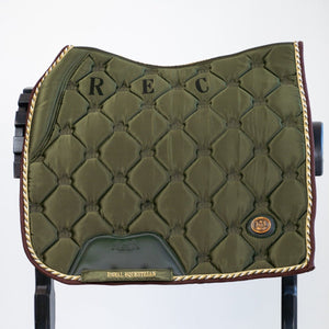 Royal Equestrian Dressage Saddle Pad Olive Gold Full - Royal Equestrian
