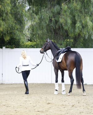 Tapis de selle de dressage Royal Equestrian Or Blanc Complet - Royal Equestrian