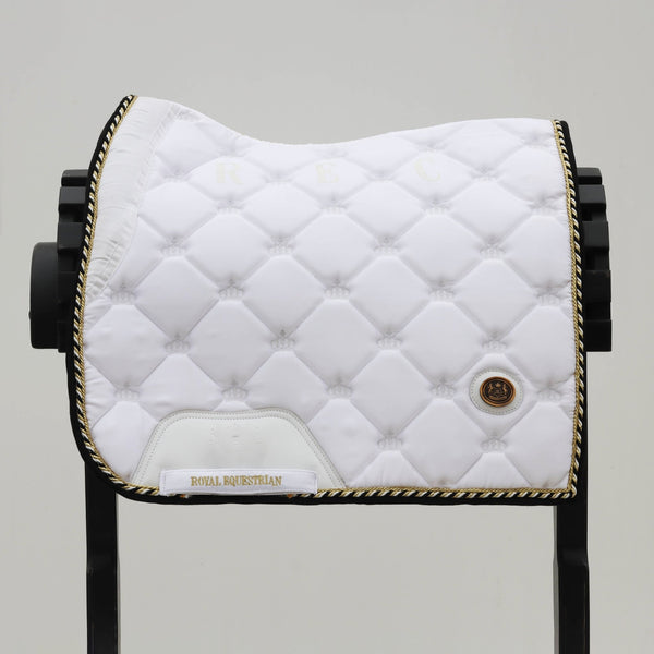 Tapis de selle de dressage Royal Equestrian Or Blanc Complet - Royal Equestrian