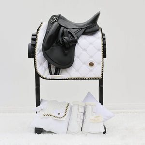 Tapis de selle de dressage Royal Equestrian Or Blanc Complet - Royal Equestrian