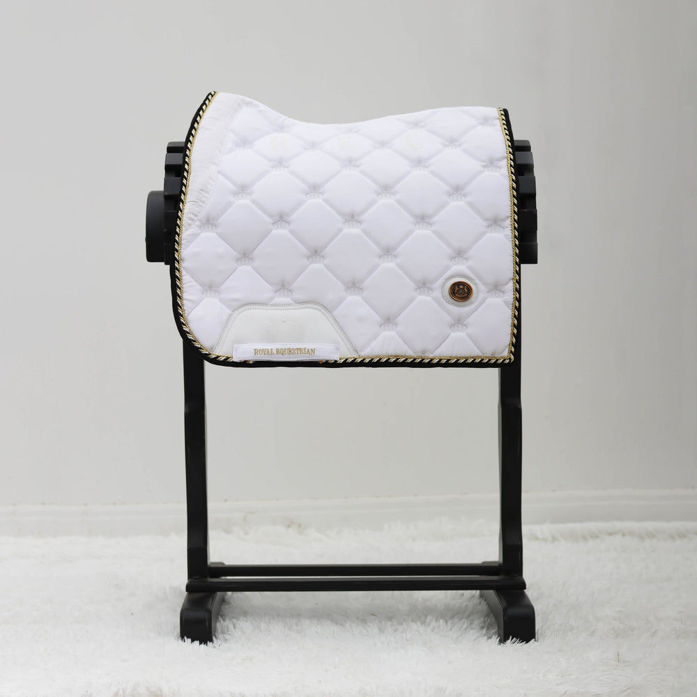 Tapis de selle de dressage Royal Equestrian Or Blanc Complet - Royal Equestrian