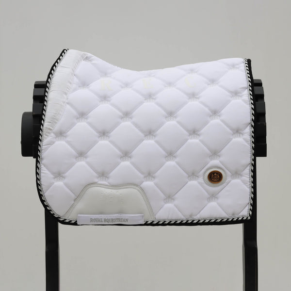 Royal Equestrian Dressurschabracke Weiß Silber Voll - Royal Equestrian