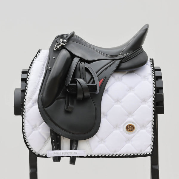 Royal Equestrian Dressurschabracke Weiß Silber Voll - Royal Equestrian