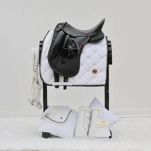 Royal Equestrian Dressurschabracke Weiß Silber Voll - Royal Equestrian