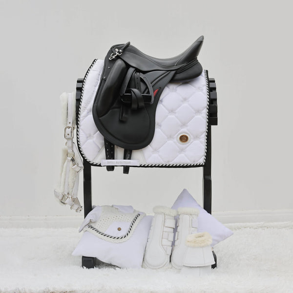 Royal Equestrian Dressurschabracke Weiß Silber Voll - Royal Equestrian