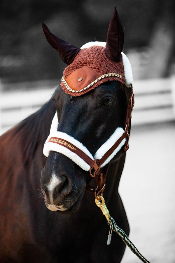 Royal Equestrian Fur Halter Chocolate Full - Royal Equestrian
