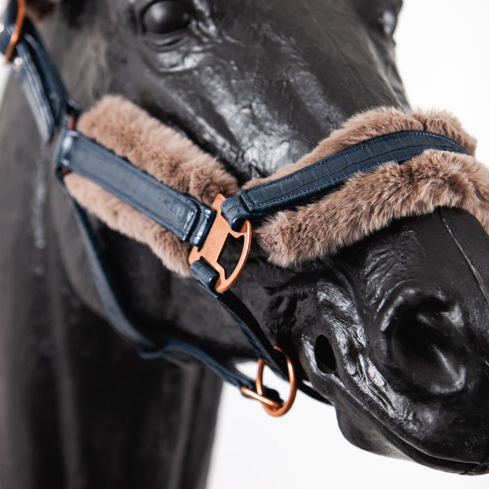 Royal Equestrian Fellhalfter Croco Navy Full - Royal Equestrian