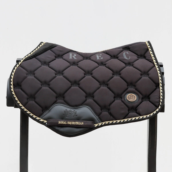 Royal Equestrian Jump Saddle Pad Black Gold Full - Royal Equestrian