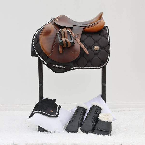 Royal Equestrian Tapis de selle de saut d'obstacles Noir Argent Plein - Royal Equestrian