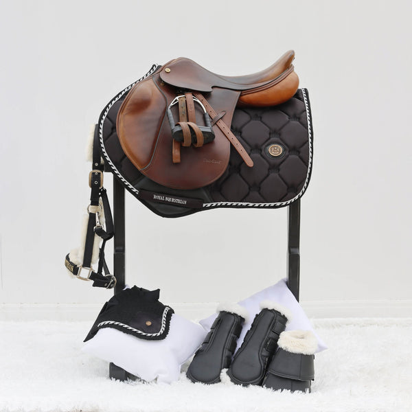 Royal Equestrian Tapis de selle de saut d'obstacles Noir Argent Plein - Royal Equestrian