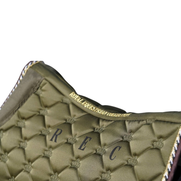 Royal Equestrian Jump Saddle Pad Olive Gold Full - Royal Equestrian