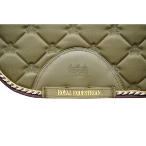 Royal Equestrian Jump Saddle Pad Olive Gold Full - Royal Equestrian