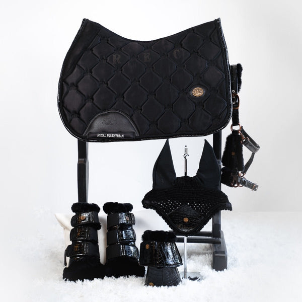 Royal Equestrian Jump Show Saddle Pad Black Crystal Full - Royal Equestrian