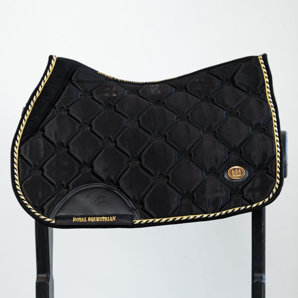 Royal Equestrian Jump Show Saddle Pad Black Gold Full - Royal Equestrian