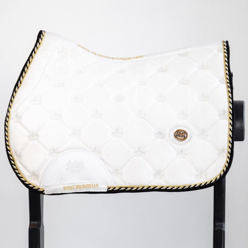 Royal Equestrian Jump Show Saddle Pad White Gold - Royal Equestrian