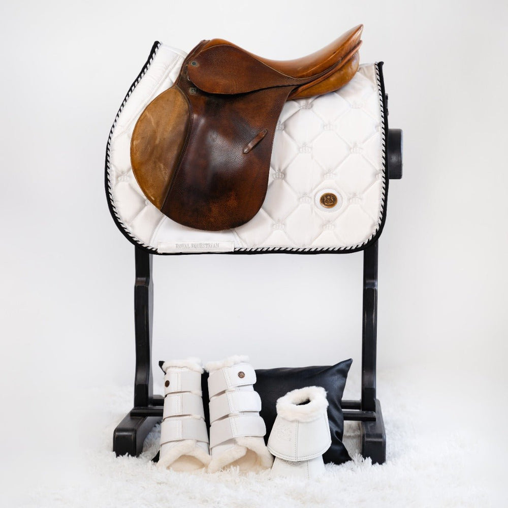 Royal Equestrian Jump Show Saddle Pad White Silver - Royal Equestrian