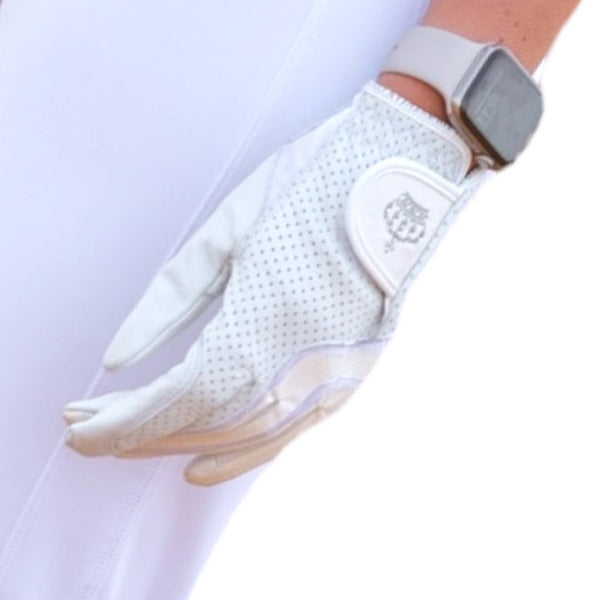 Royal Equestrian Leather Riding Gloves Crystal White - Royal Equestrian