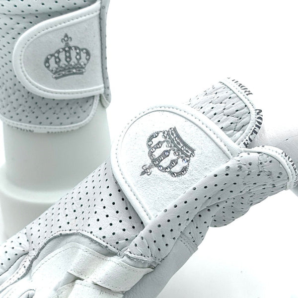 Royal Equestrian Leather Riding Gloves Crystal White - Royal Equestrian