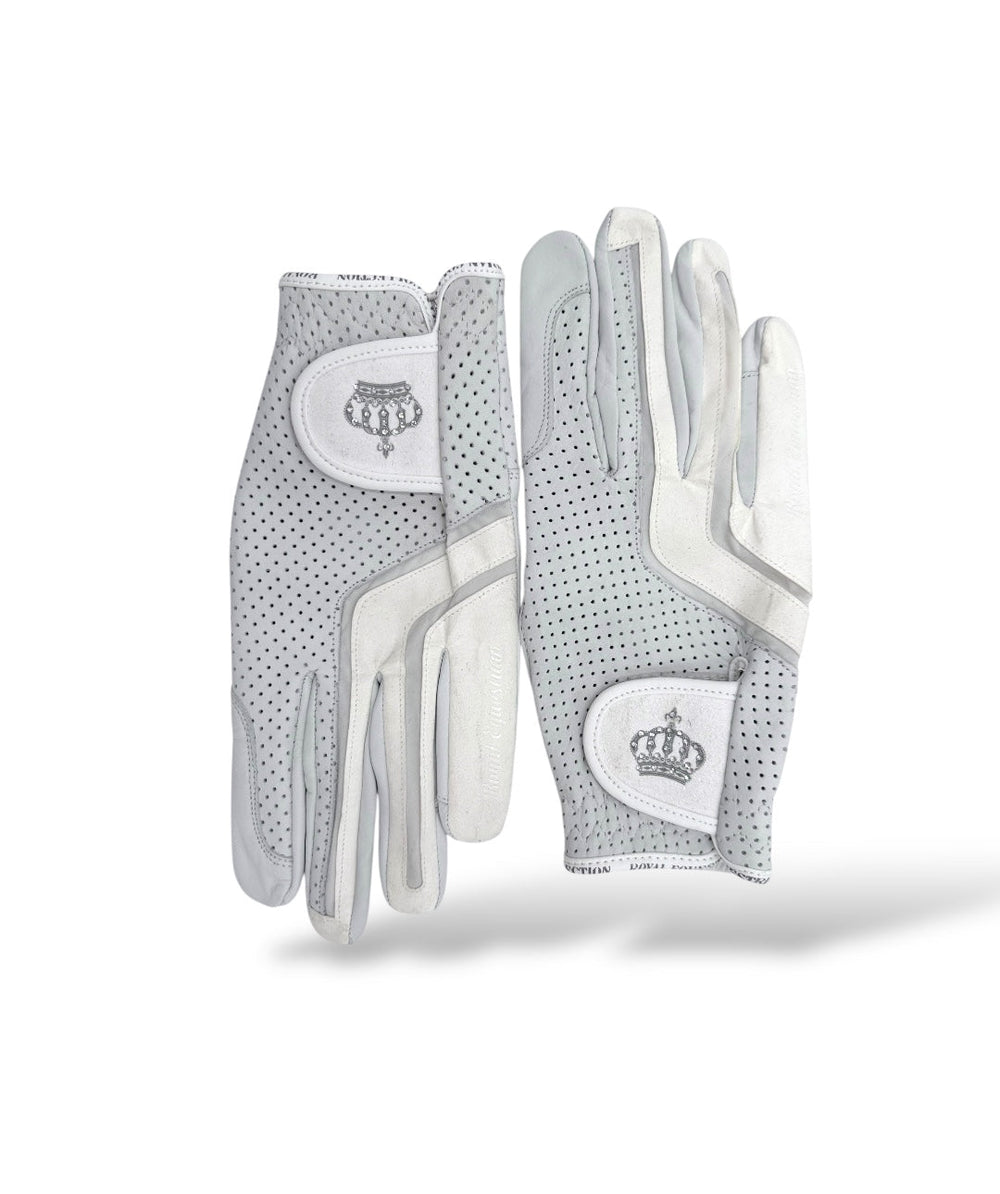 Royal Equestrian Leather Riding Gloves Crystal White - Royal Equestrian