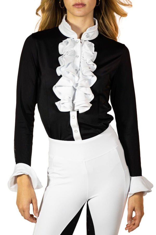 Royal Equestrian Long Sleeve Competition Brenda Shirt With White Ruffle - Royal Equestrian