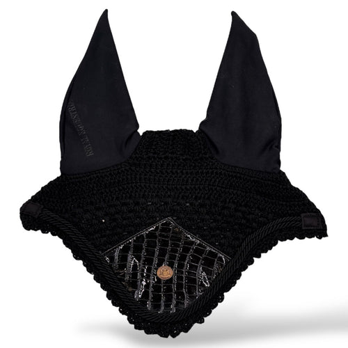 Royal Equestrian Premium Ohrenhaube Croco Schwarz Voll - Royal Equestrian