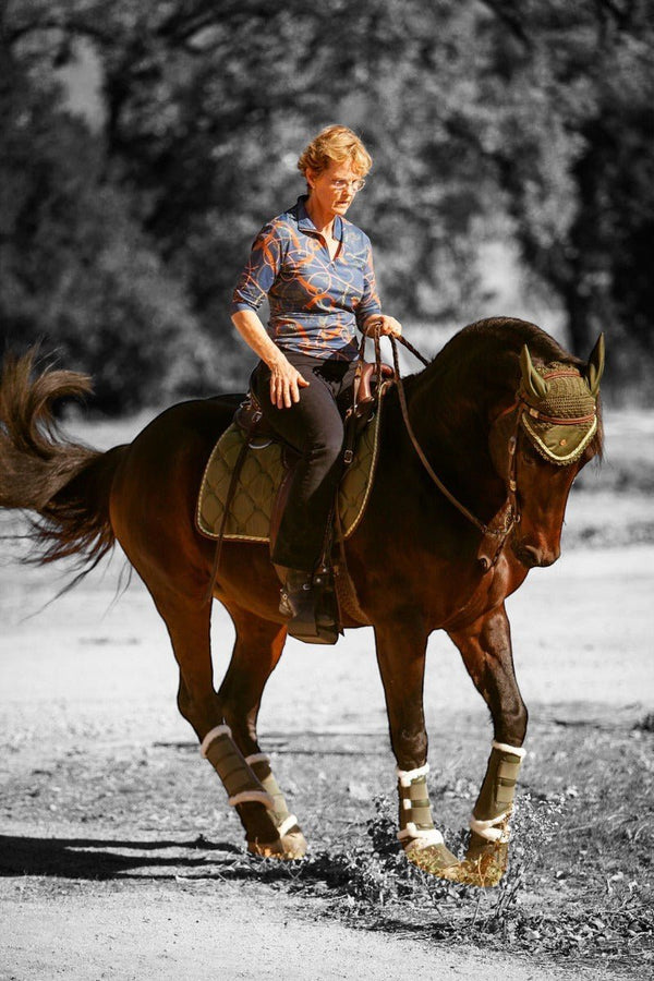 Royal Equestrian Premium Nauszniki Olive Blue Full - Royal Equestrian