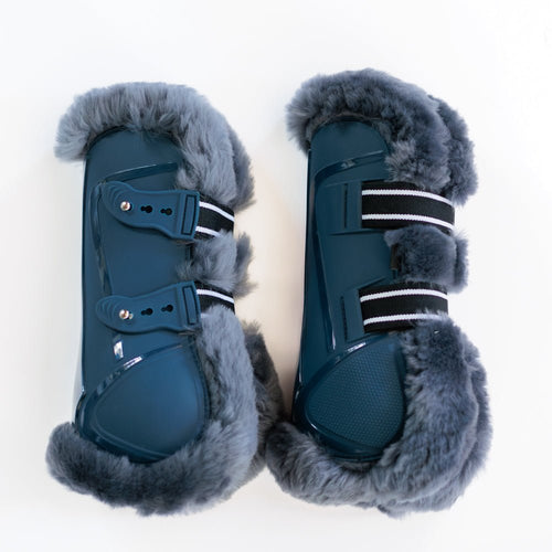 Royal Equestrian Shock Absorbent Sheepskin Tendon Boots Royal Blue - Royal Equestrian