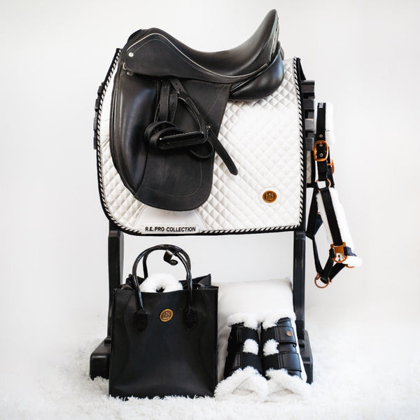 Royal Equestrian dressursadelunderlag hvid sølv Pro Full