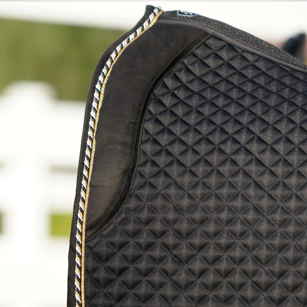 Royal Equestrian sadelunderlag Dressage Pro Cooling Mesh Sort Guld