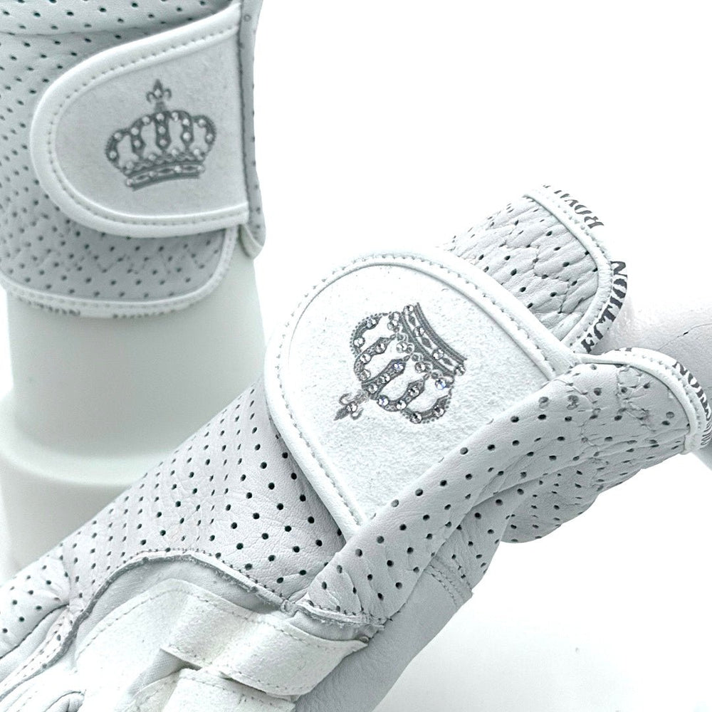 Royal Equestrian Leder-Reithandschuhe Crystal White