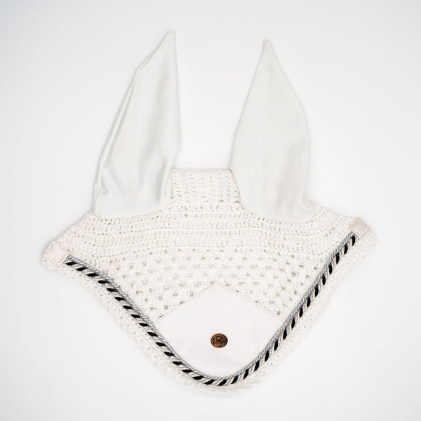 Royal Equestrian Premium Ohrenhaube Weiß Silber Voll