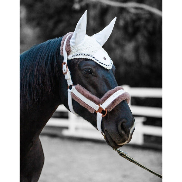 Royal Equestrian Premium Ohrenhaube Weiß Silber Voll
