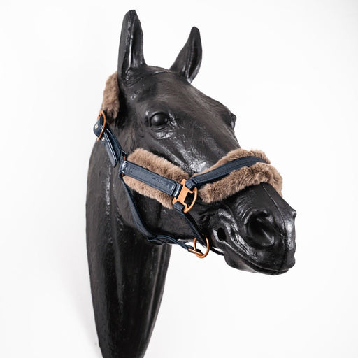 Royal Equestrian Pelz Halfter Croco Navy Voll